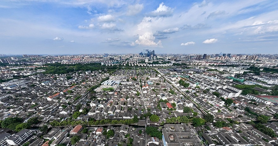 2023年7月3日拍攝的蘇州平江歷史文化街區(qū)（無人機照片）。新華社記者 李博 攝