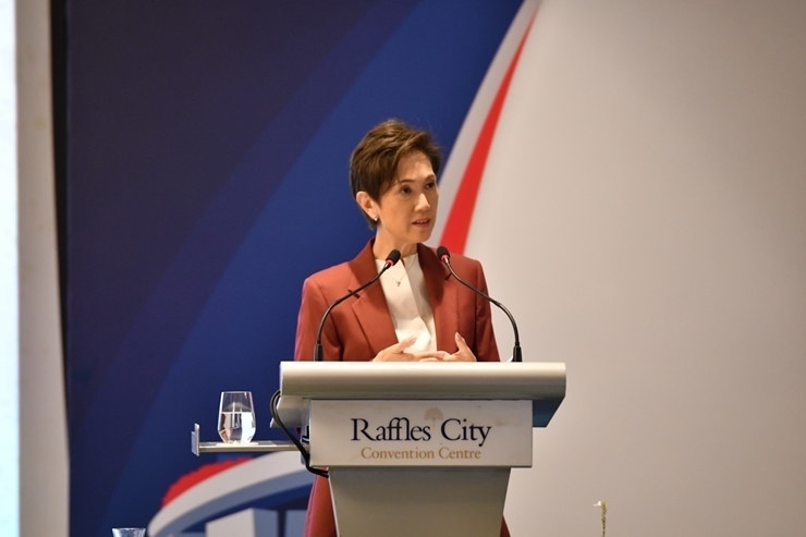 新加坡通訊及新聞部長兼內(nèi)政部第二部長楊莉明。新加坡南洋理工大學(xué)供圖