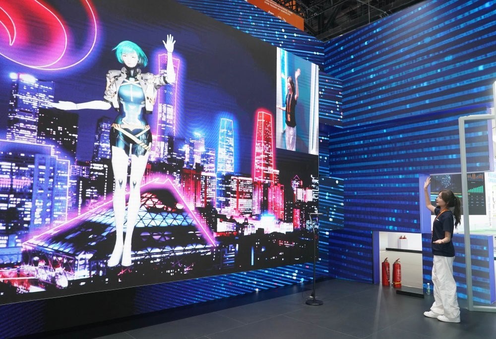 這是9月1日在國家會(huì)議中心拍攝的一款數(shù)字人。新華社記者 任超 攝