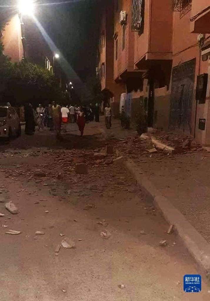這是9月9日在摩洛哥南部城市馬拉喀什拍攝的震后景象。新華社發(fā)
