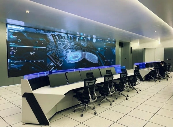 杭州奧體中心游泳館內(nèi)智慧可視化平臺。 圖片來源：場館建設(shè)方