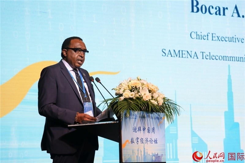 SAMENA電信協(xié)會首席執(zhí)行官博卡爾致辭。人民網(wǎng)記者任皓宇攝