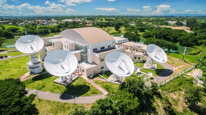 2016年8月1日拍攝的老撾首都萬(wàn)象的老撾一號(hào)通信衛(wèi)星地面站全景。