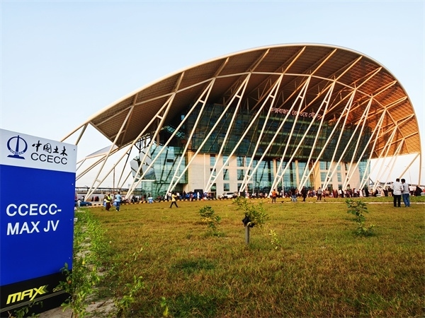 孟加拉國(guó)建筑面積最大鐵路車(chē)站——科考斯巴扎車(chē)站。中國(guó)土木工程集團(tuán)有限公司供圖