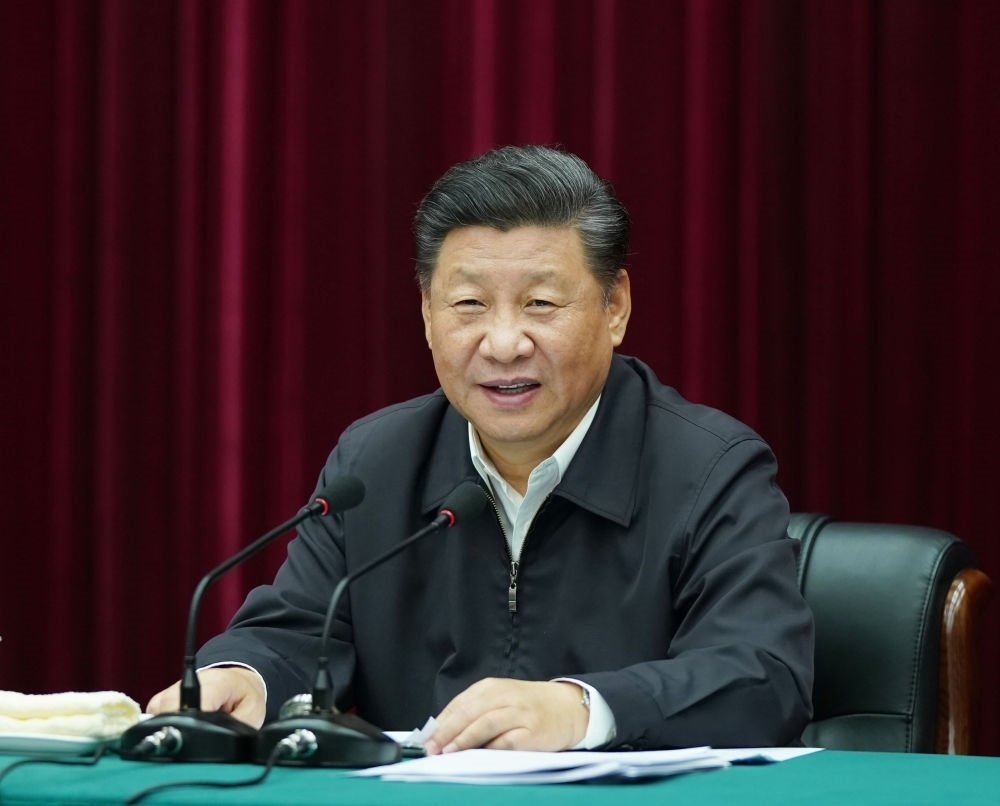 2019年9月18日上午，中共中央總書記、國家主席、中央軍委主席習(xí)近平在鄭州主持召開黃河流域生態(tài)保護(hù)和高質(zhì)量發(fā)展座談會并發(fā)表重要講話。新華社記者 謝環(huán)馳 攝