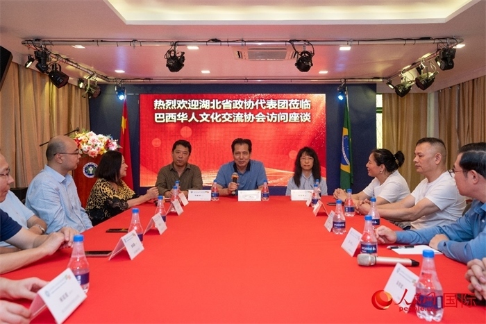 湖北省政協(xié)經(jīng)濟委員會主任王兆民（中）在座談會上致辭。 人民網(wǎng)記者 陳海琪攝