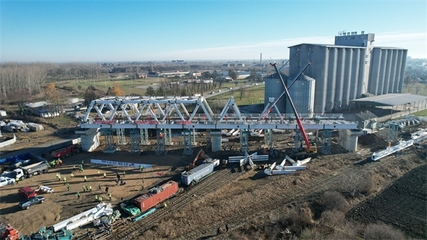 維爾巴斯特大橋鳥瞰。 匈塞鐵路中方聯營體供圖