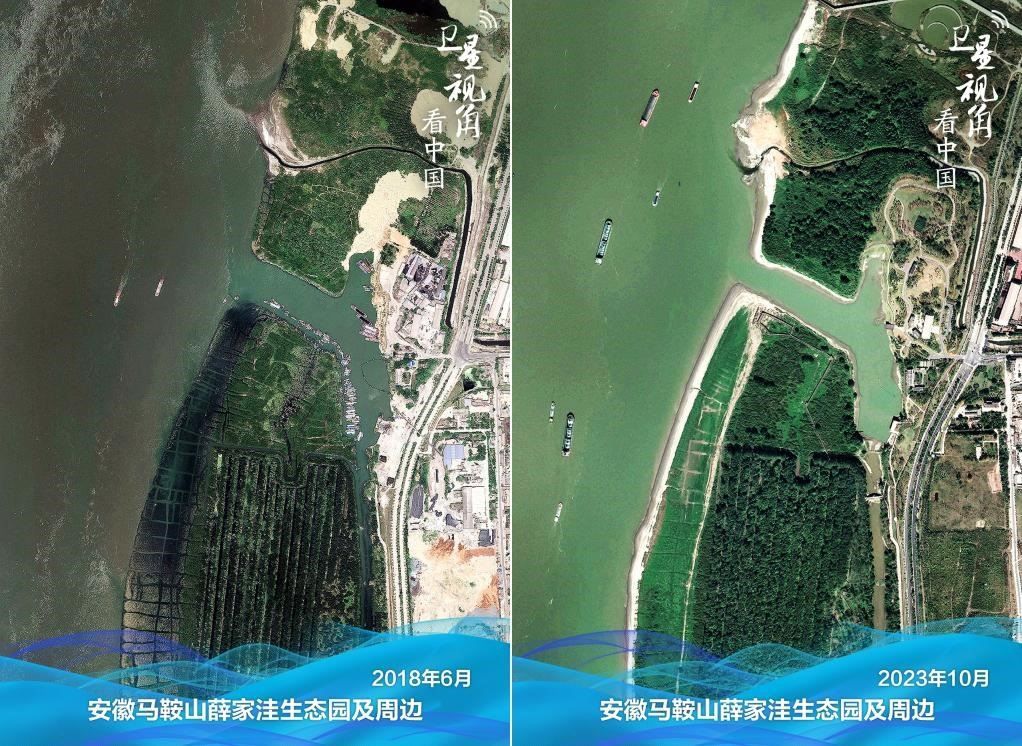 經(jīng)過整治后的安徽馬鞍山薛家洼生態(tài)園生機(jī)盎然。