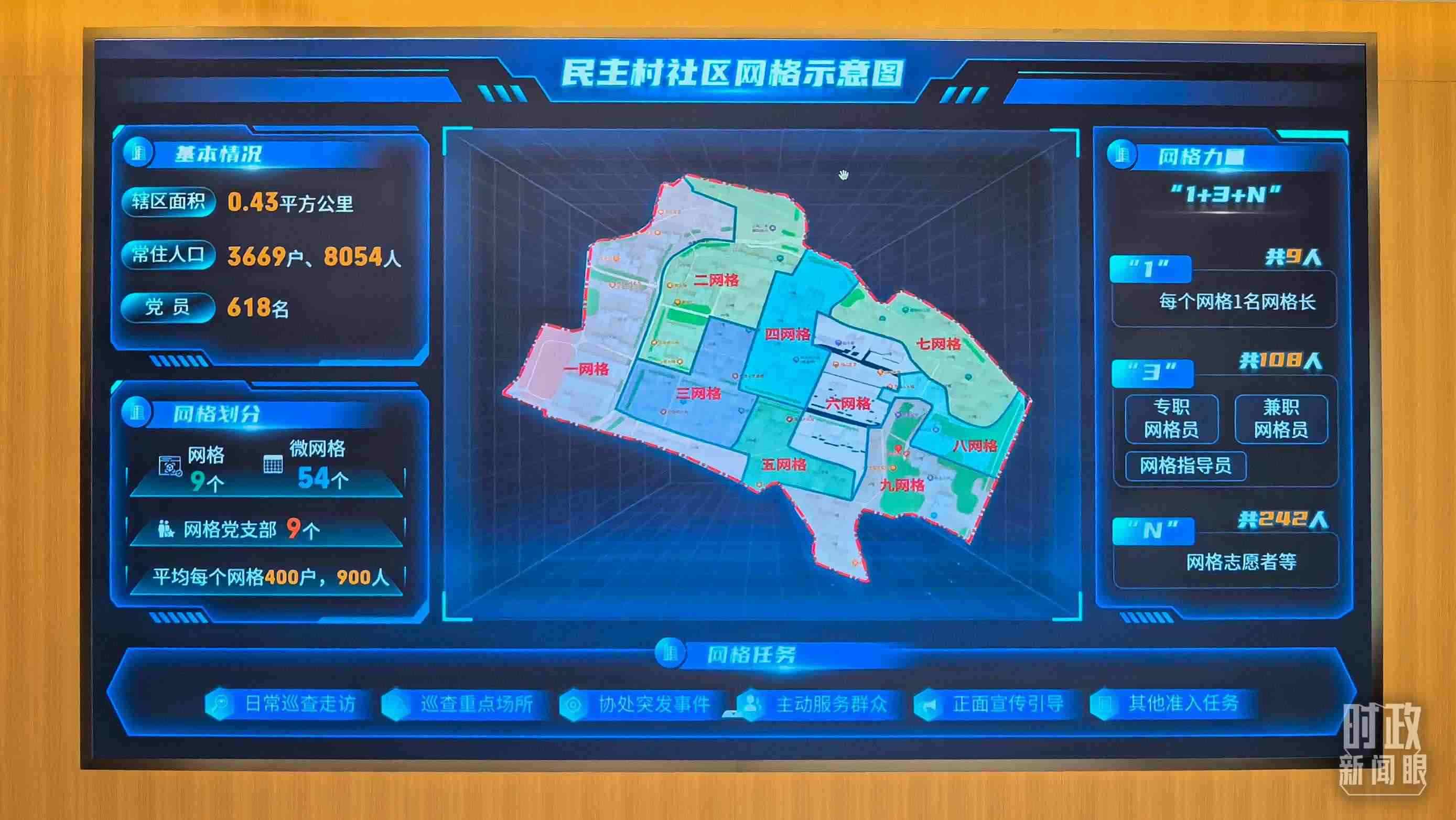 △民主村社區(qū)網(wǎng)格示意圖。（總臺央視記者邢彬拍攝）