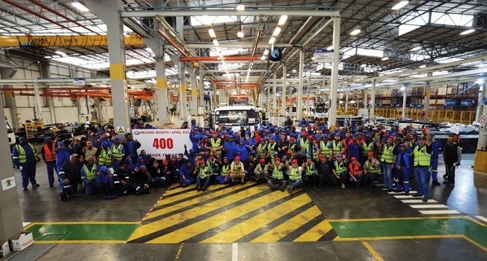 一汽南非庫哈工廠單月產(chǎn)量破400輛。圖片來源：一汽解放