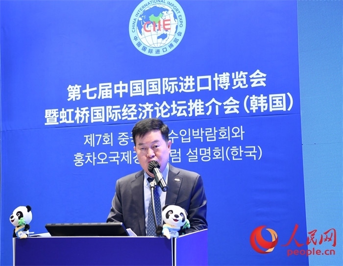 韓國(guó)貿(mào)易協(xié)會(huì)專務(wù)理事金高鉉發(fā)言。 人民網(wǎng) 程安康攝