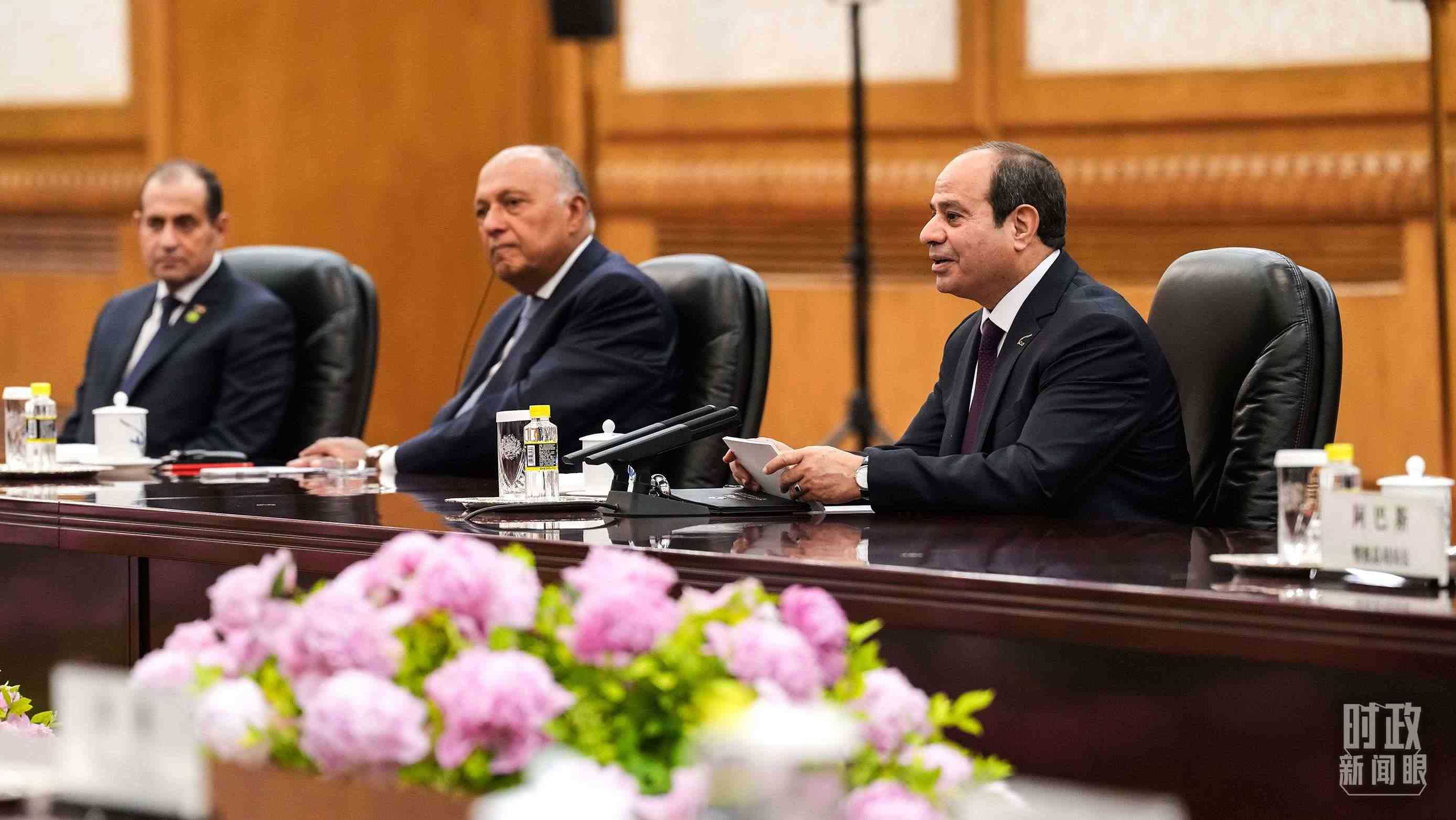 △會(huì)談中的塞西總統(tǒng)。（總臺(tái)國廣記者李晉拍攝）