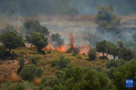 6月12日，以色列北部加利利地區(qū)遭受火箭彈襲擊后冒出滾滾濃煙。新華社發(fā)（阿亞爾·馬戈林?jǐn)z/基尼圖片社）