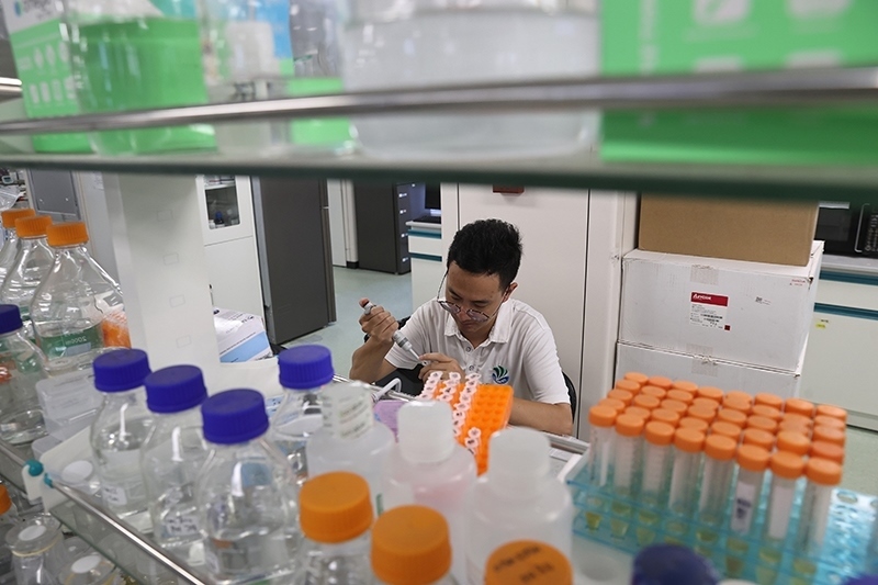 在三亞崖州灣科技城，一名青年科技工作者正在進(jìn)行科研工作。