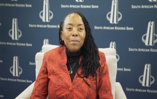 南非儲(chǔ)備銀行副行長、審慎監(jiān)管局首席執(zhí)行官芬迪?查齊巴納視頻發(fā)言。（中國建設(shè)銀行約翰內(nèi)斯堡分行供圖）