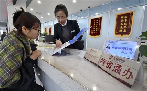 2024年3月25日，北京大興區(qū)，工作人員為群眾辦理跨省政務(wù)事宜。