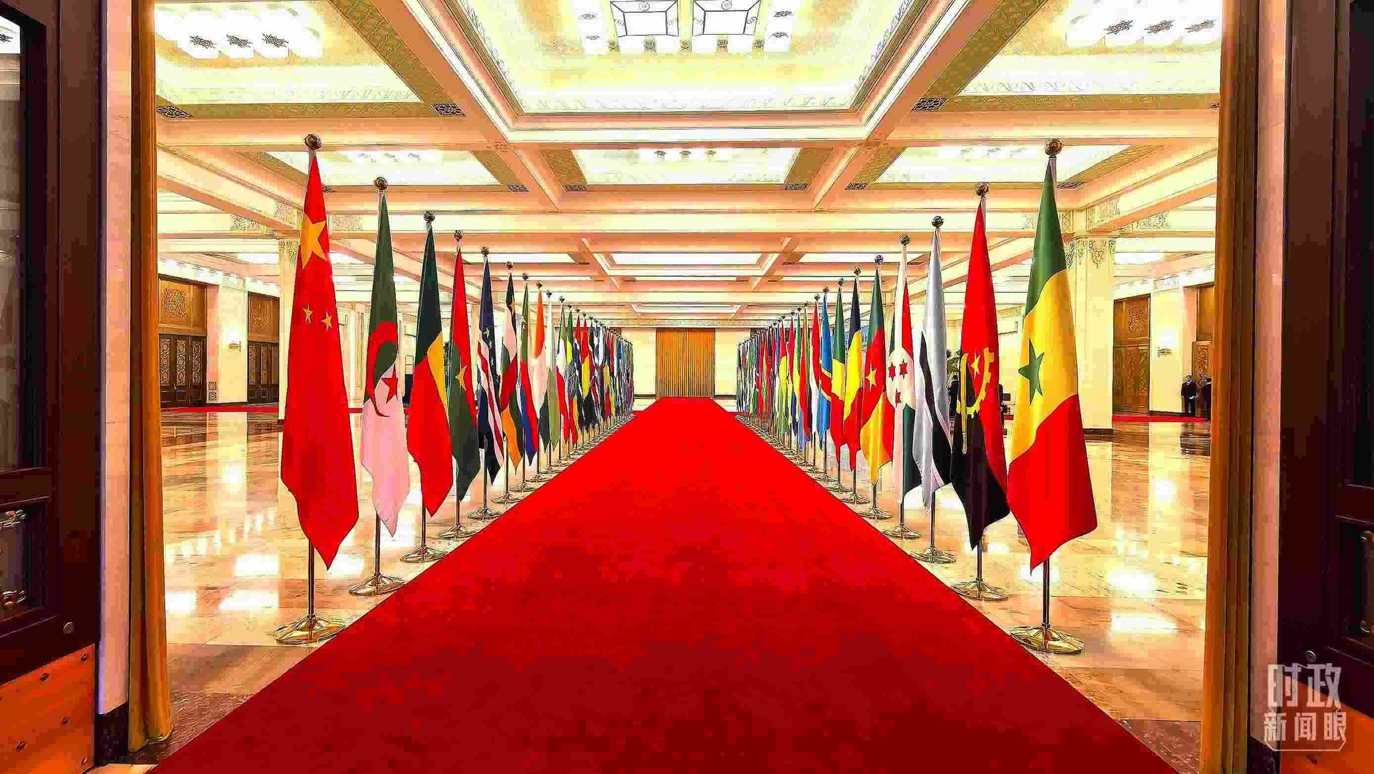  △人民大會堂內(nèi)的旗陣。（總臺央視記者馬超拍攝）