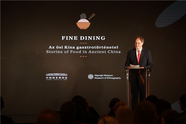 匈牙利文化和創(chuàng)新部副國務秘書喬鮑致辭。圖片由中國駐匈牙利大使館提供。