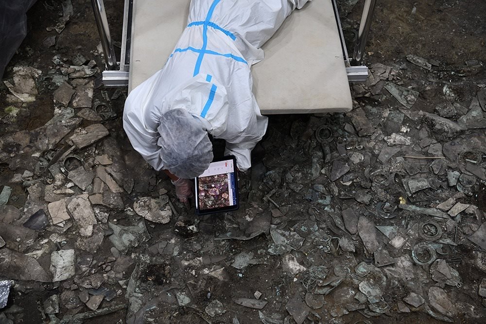 2022年6月28日，四川德陽，三星堆7號祭祀坑發(fā)掘現(xiàn)場。