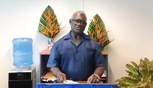 所羅門群島前總理、現任財政與國庫部長梅納西·索加瓦雷以視頻形式向論壇致辭（主辦方供圖）