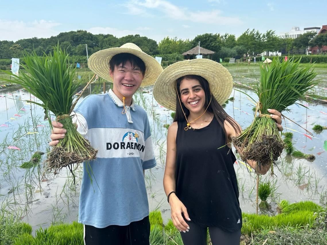 卡友琪在插秧。受訪者供圖