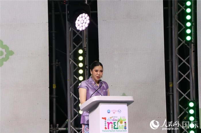 泰國旅游局局長塔佩妮在開幕式上致辭。朱瀟逸攝