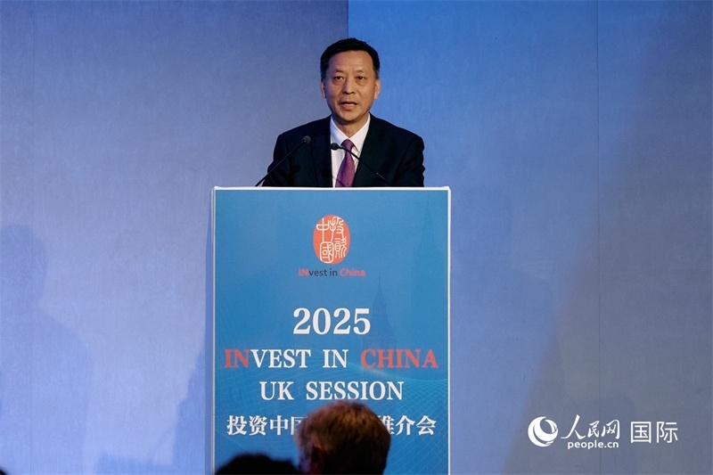 中國駐英國大使館經(jīng)濟商務公使余本林發(fā)表致辭。楊浩鵬攝
