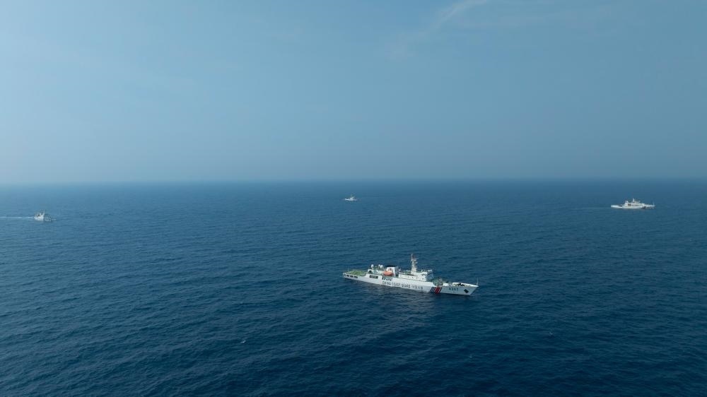4月22日，中越海警艦艇編隊(duì)在北部灣海域開(kāi)展聯(lián)合巡邏。（中國(guó)海警供圖）