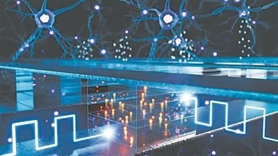 使用電化學(xué)隨機(jī)存取存儲(chǔ)設(shè)備進(jìn)行內(nèi)存計(jì)算（藝術(shù)圖）。圖片來源：韓國浦項(xiàng)科技大學(xué)