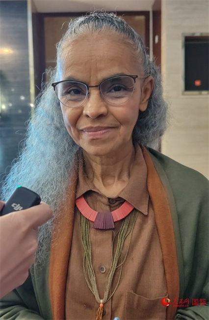 巴西環(huán)境與氣候部部長瑪麗娜·席爾瓦接受人民網(wǎng)采訪。人民網(wǎng)記者 符園園攝