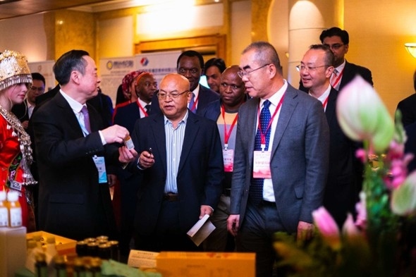 與會(huì)嘉賓走訪(fǎng)特色展臺(tái)。南非貴州商會(huì)供圖